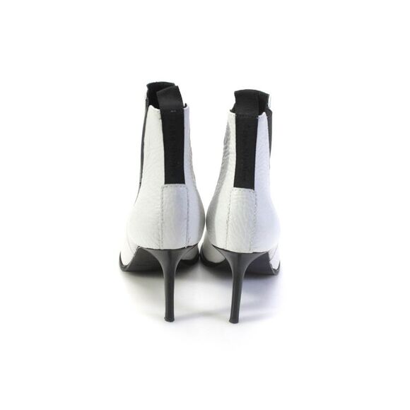 Acne Womens Pointed Toe Stiletto Leather Chelsea Ankle Boots Black White 41 11 - Picture 3 of 5